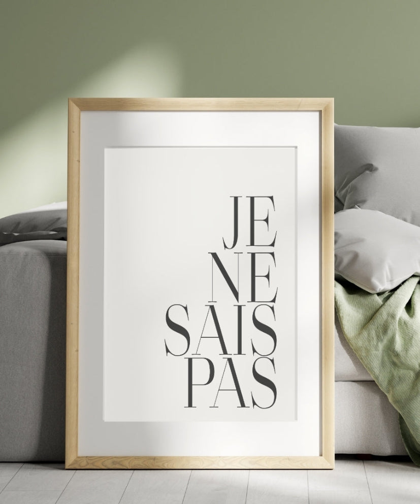 Typography 'Je ne sais pas' Word Art Print