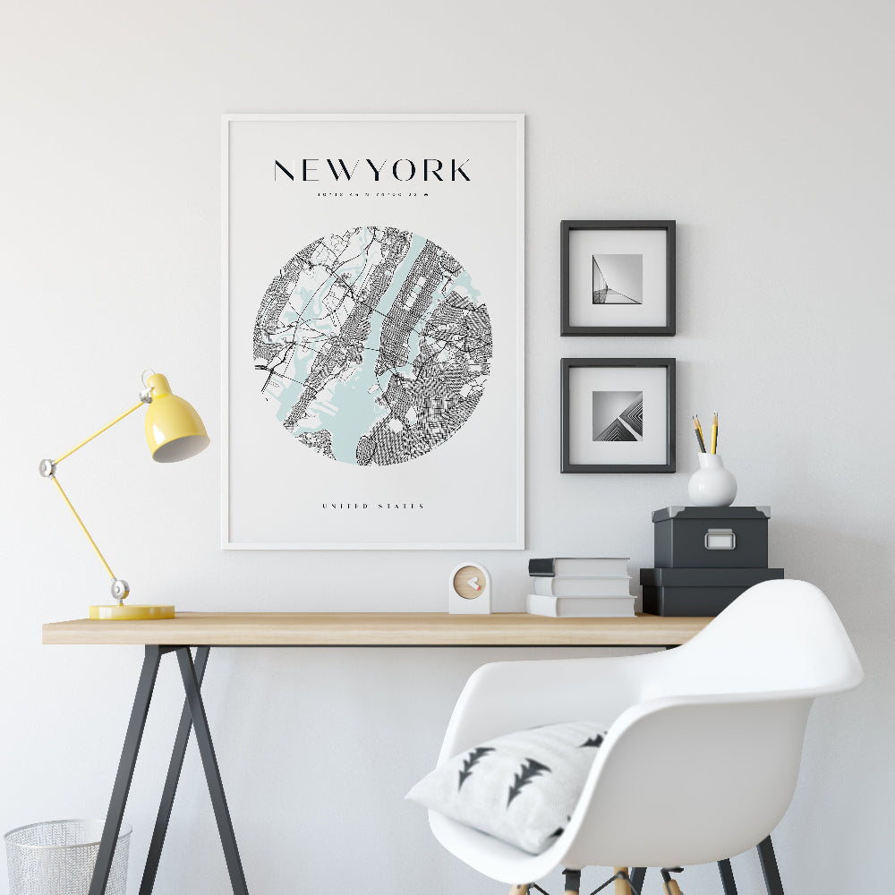 New York Circle Map Print