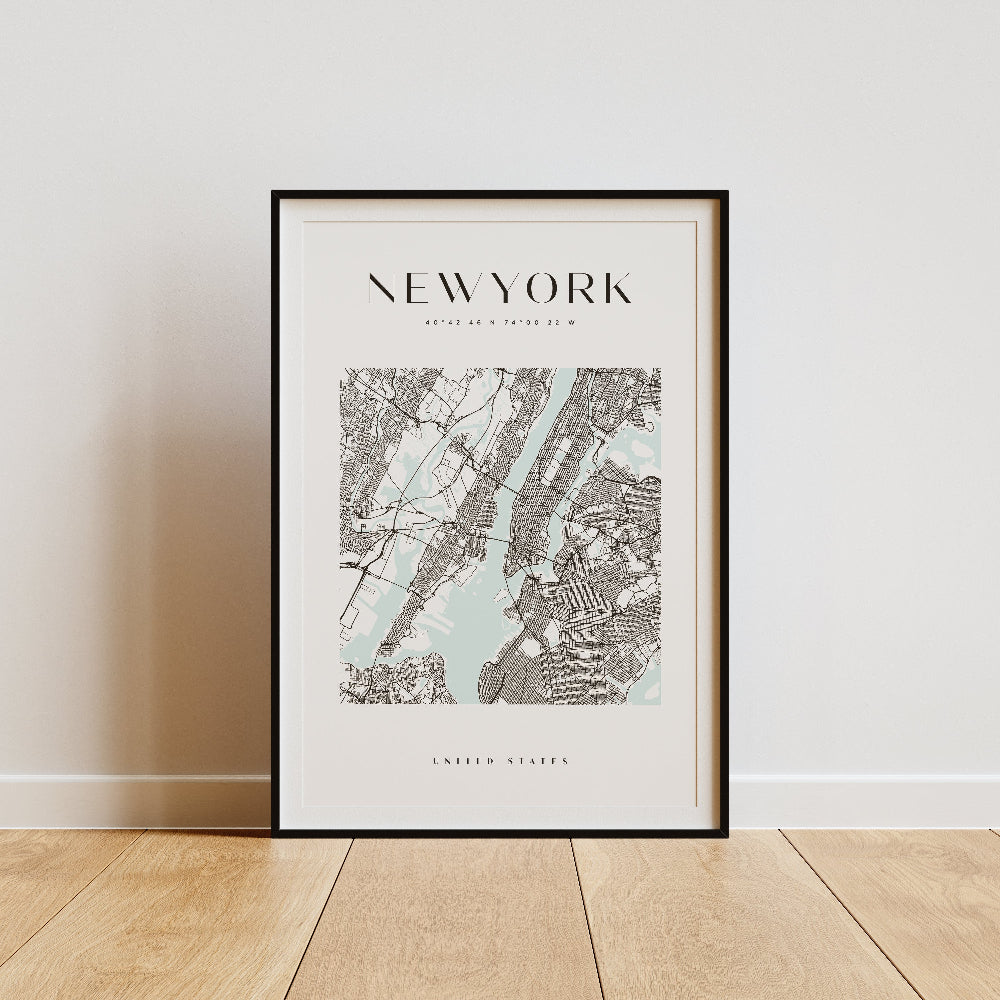 New York City Square Map Print