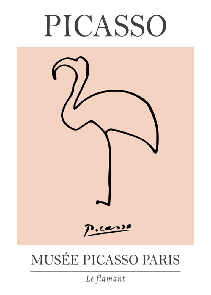 Picasso Flamingo Line Art Exhibition Print