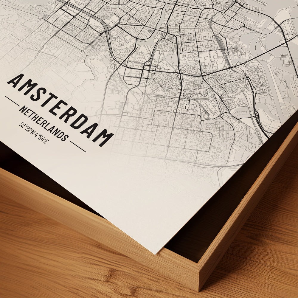 Amsterdam Black and White Map Art Print