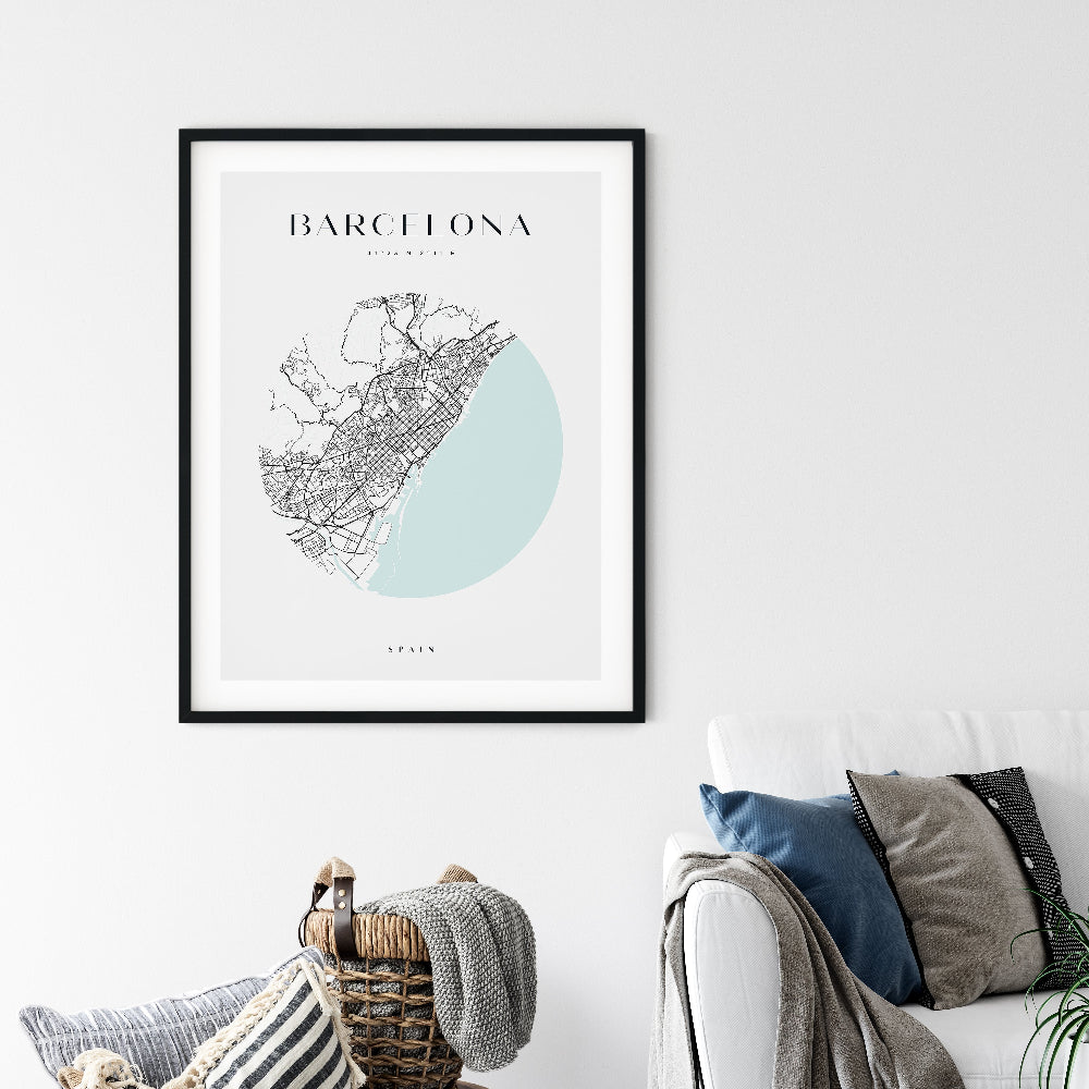 Barcelona Circle City Map Print