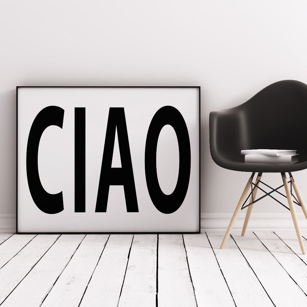 Ciao Typography Print - Black