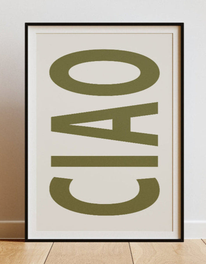 Ciao Green Typography Poster