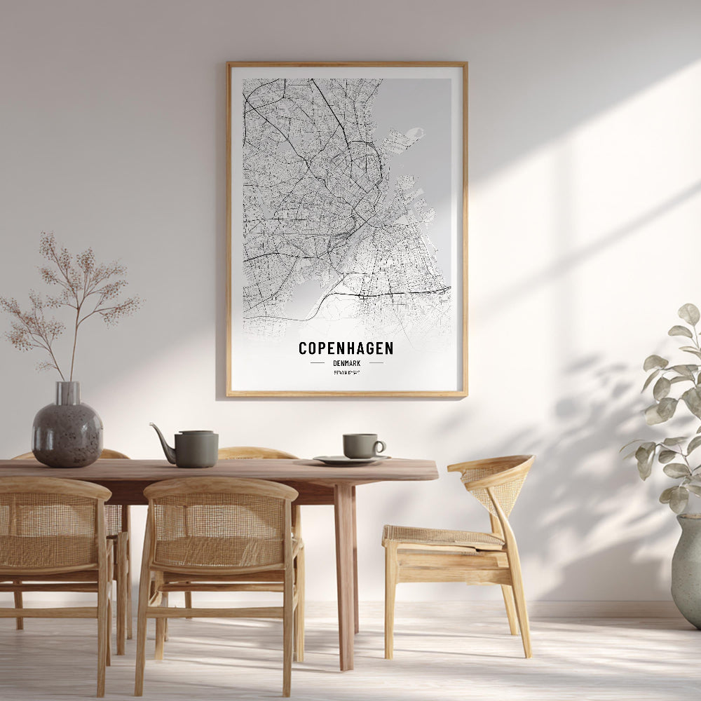 Copenhagen Black and White Map Print