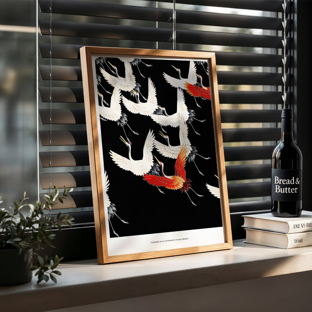 Flying Cranes Japanese Art Print