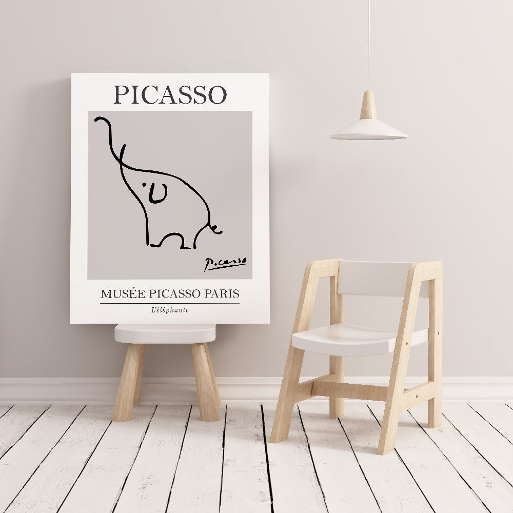 Picasso Elephant Line Art Exhibition Print