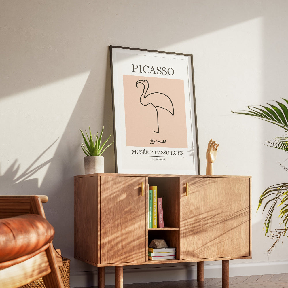 Picasso Flamingo Line Art Exhibition Print