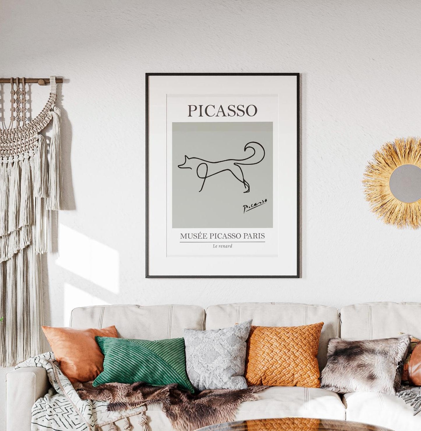 Picasso Fox Line Art Exhibition Print