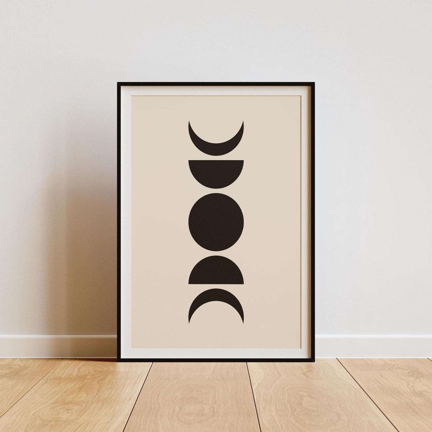 Moon Phase Black and Beige Boho Print