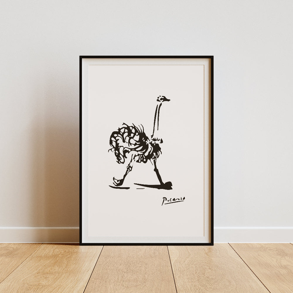 Picasso Ostrich Sketch Illustration