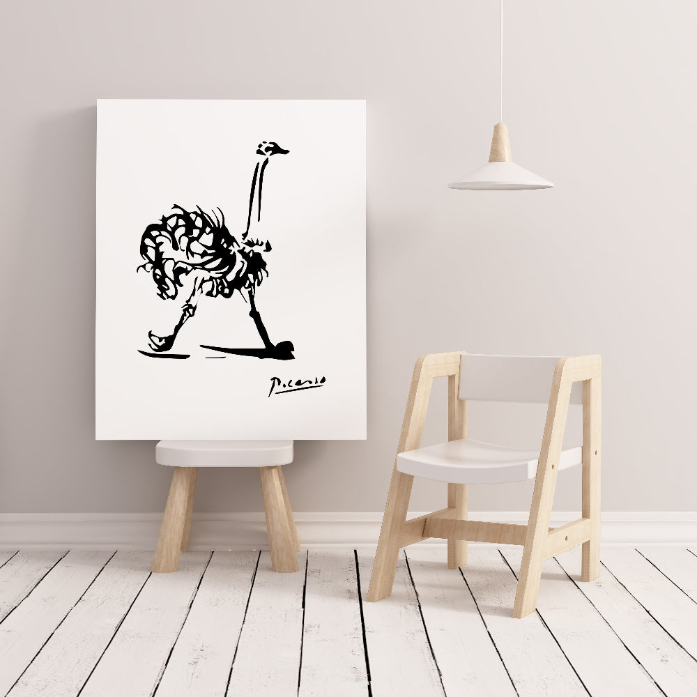 Picasso Ostrich Sketch Illustration
