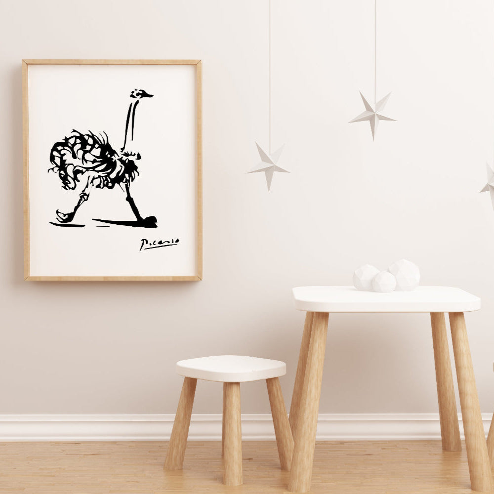 Picasso Ostrich Sketch Illustration