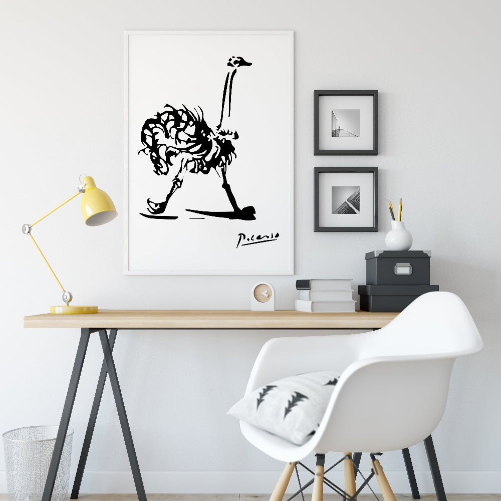 Picasso Ostrich Sketch Illustration