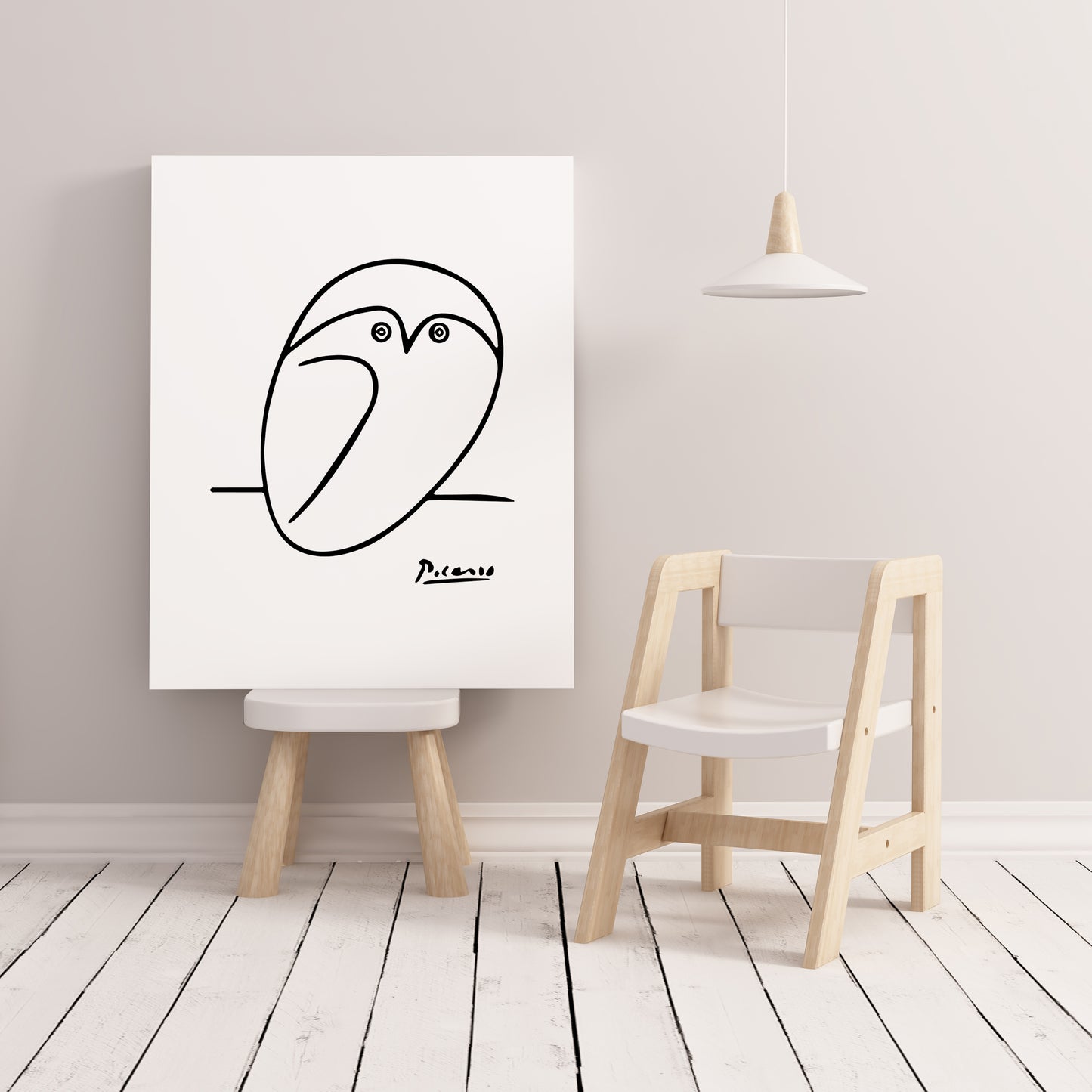 Picasso Owl Line Art Illustration