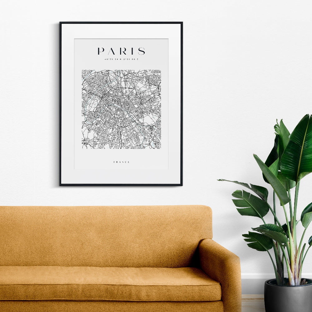 Paris Square City Map Print