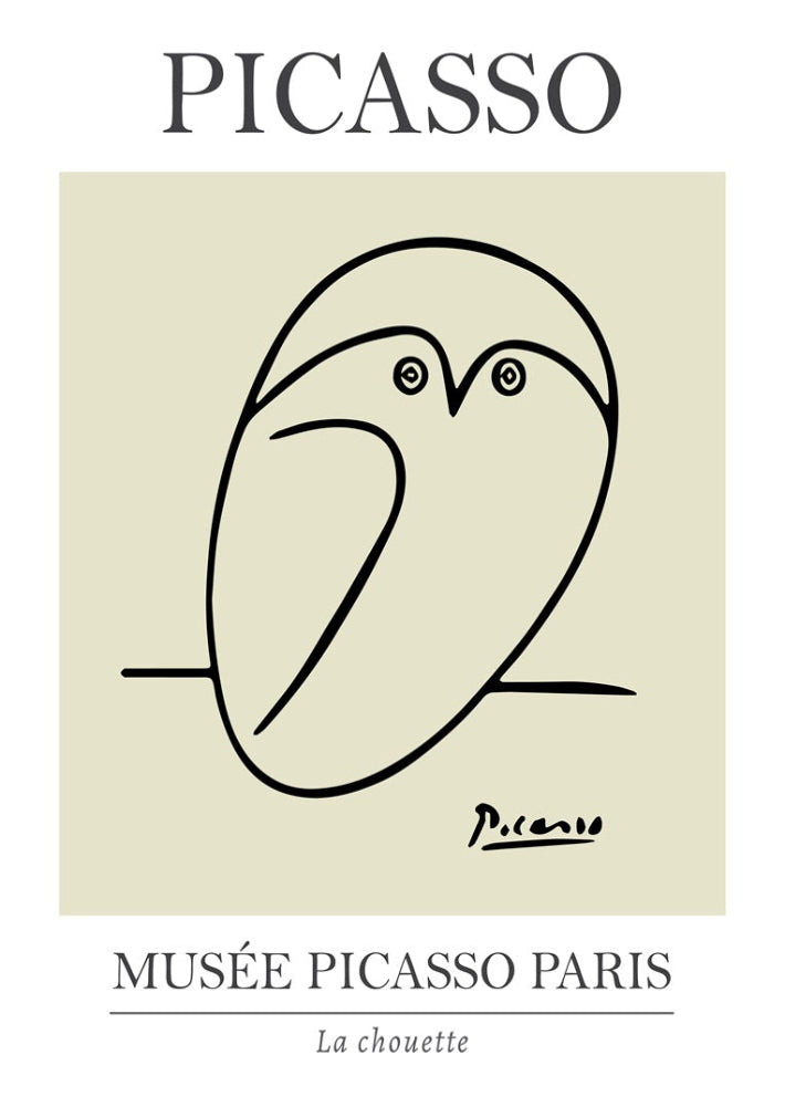 Picasso Owl Line Art Exhibition Print