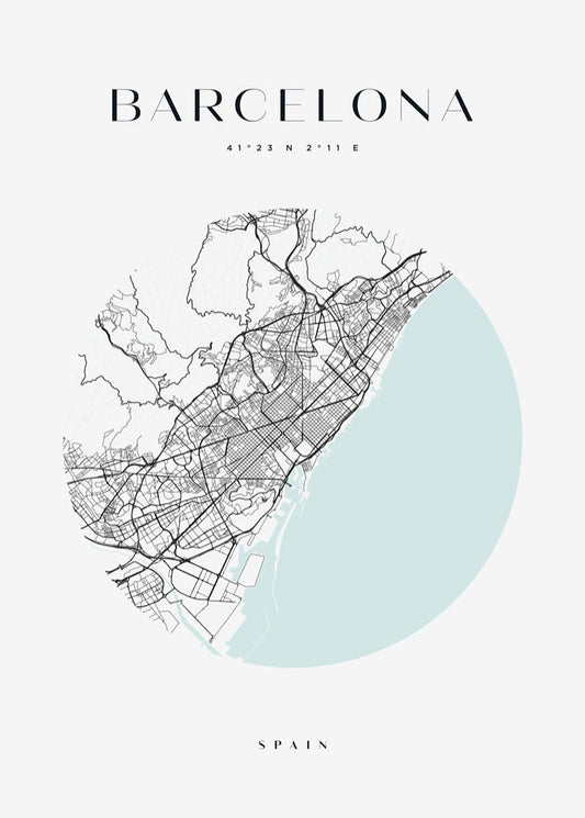 Barcelona Circle Map Print