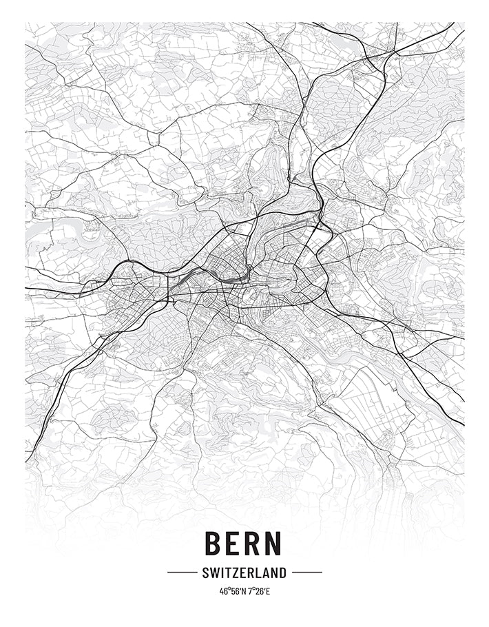 Bern Black and White Map Print