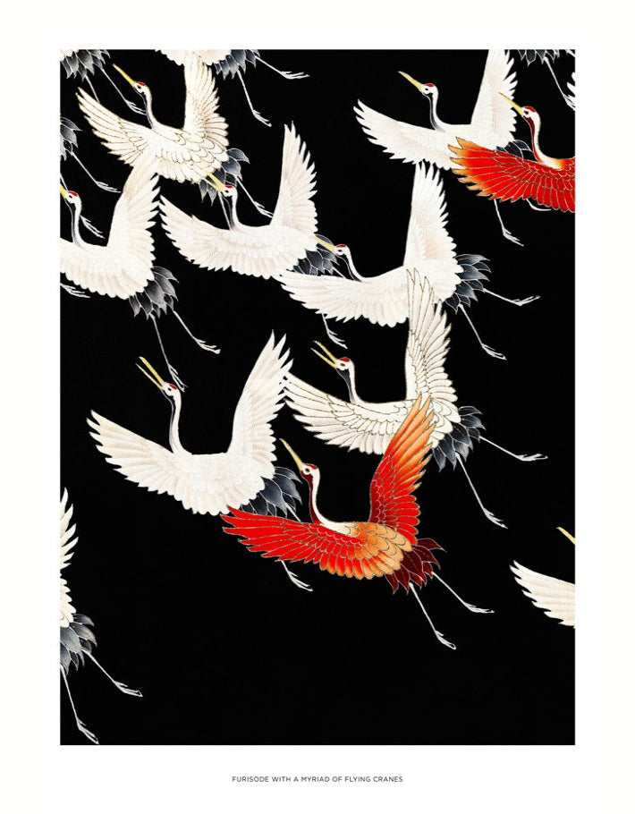 Flying Cranes Japanese Art Print