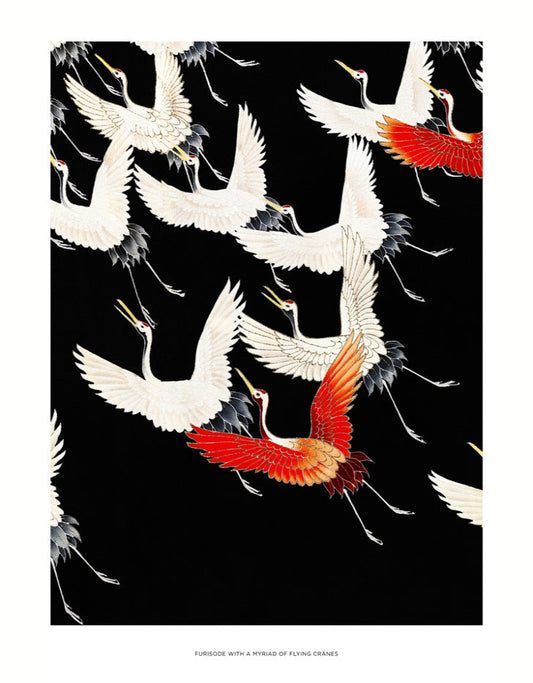 Flying Cranes Japanese Art Print