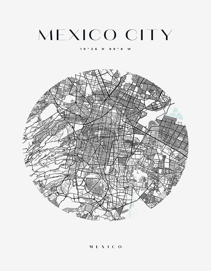 Mexico City Circle Map Print