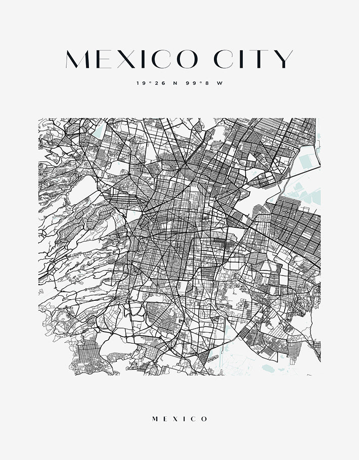 Mexico City Square Map Print