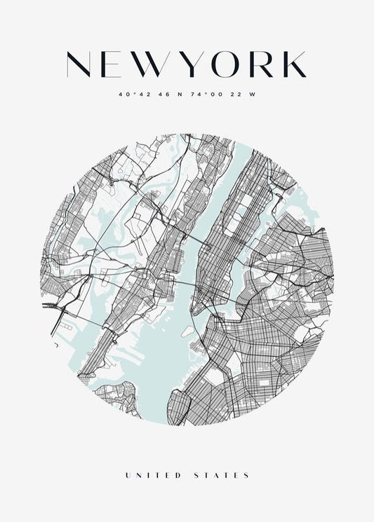New York Circle Map Print