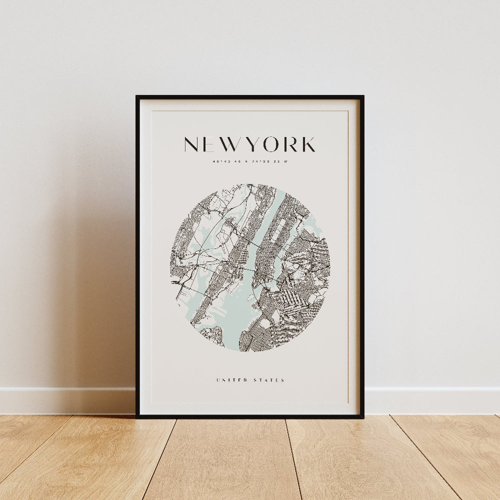 New York Circle Map Print