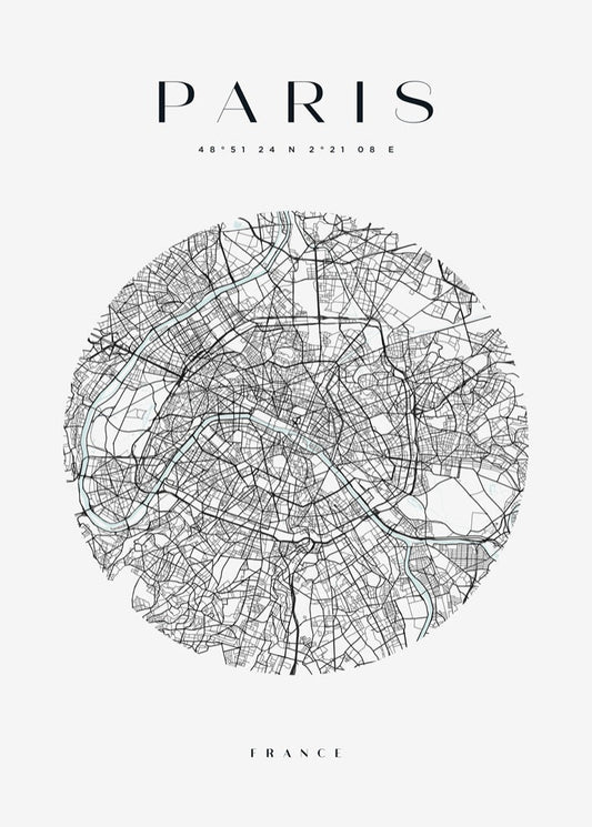 Paris Circle Map Print