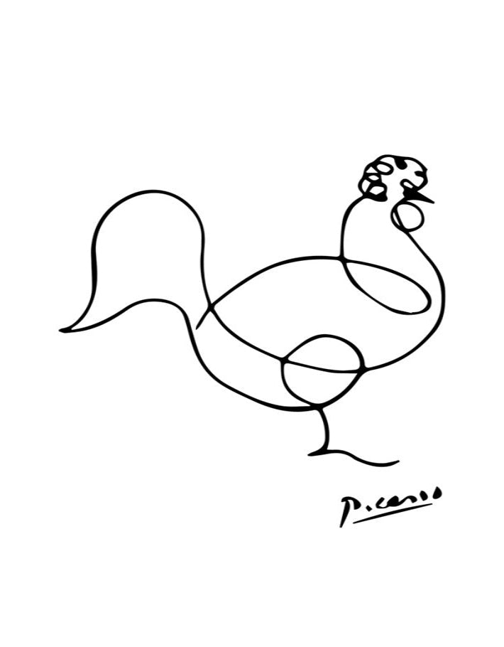 Picasso Rooster Minimalist Line Art Print