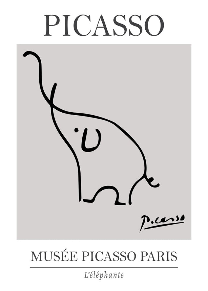 Picasso Elephant Line Art Exhibition Print