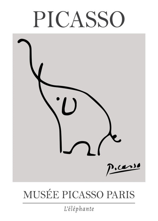Picasso Elephant Line Art Exhibition Print