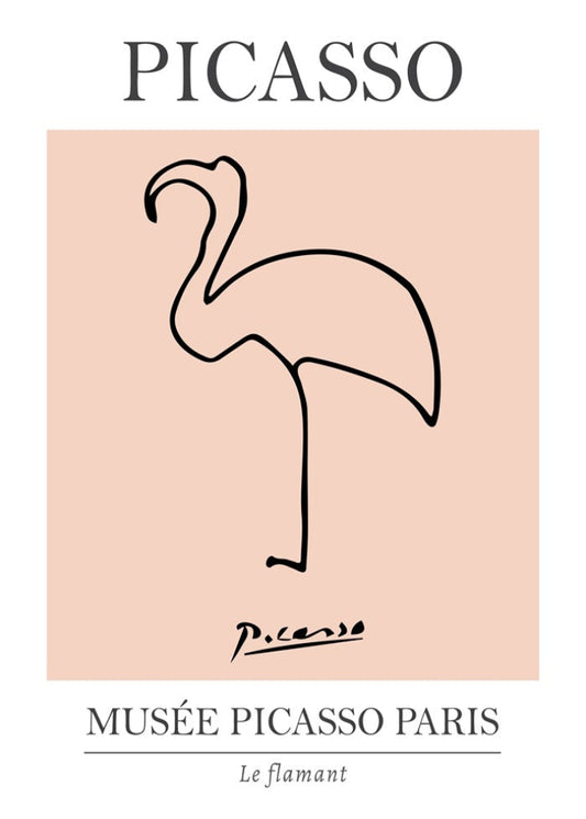 Picasso Flamingo Line Art Exhibition Print