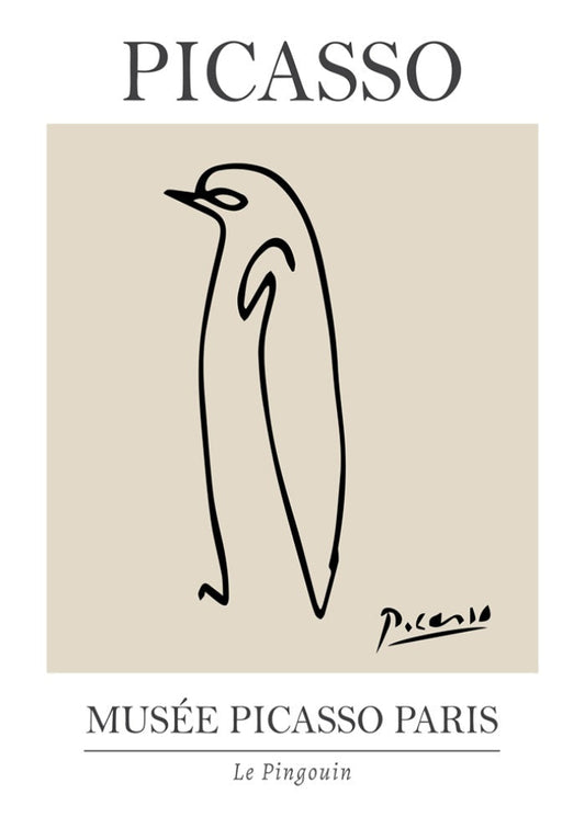 Picasso Penguin Line Art Exhibition Print