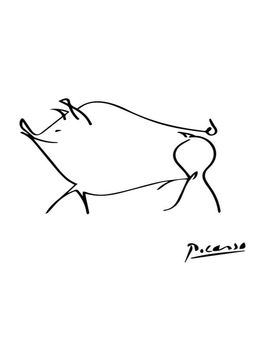 Picasso Pig Minimalist Line Art Print