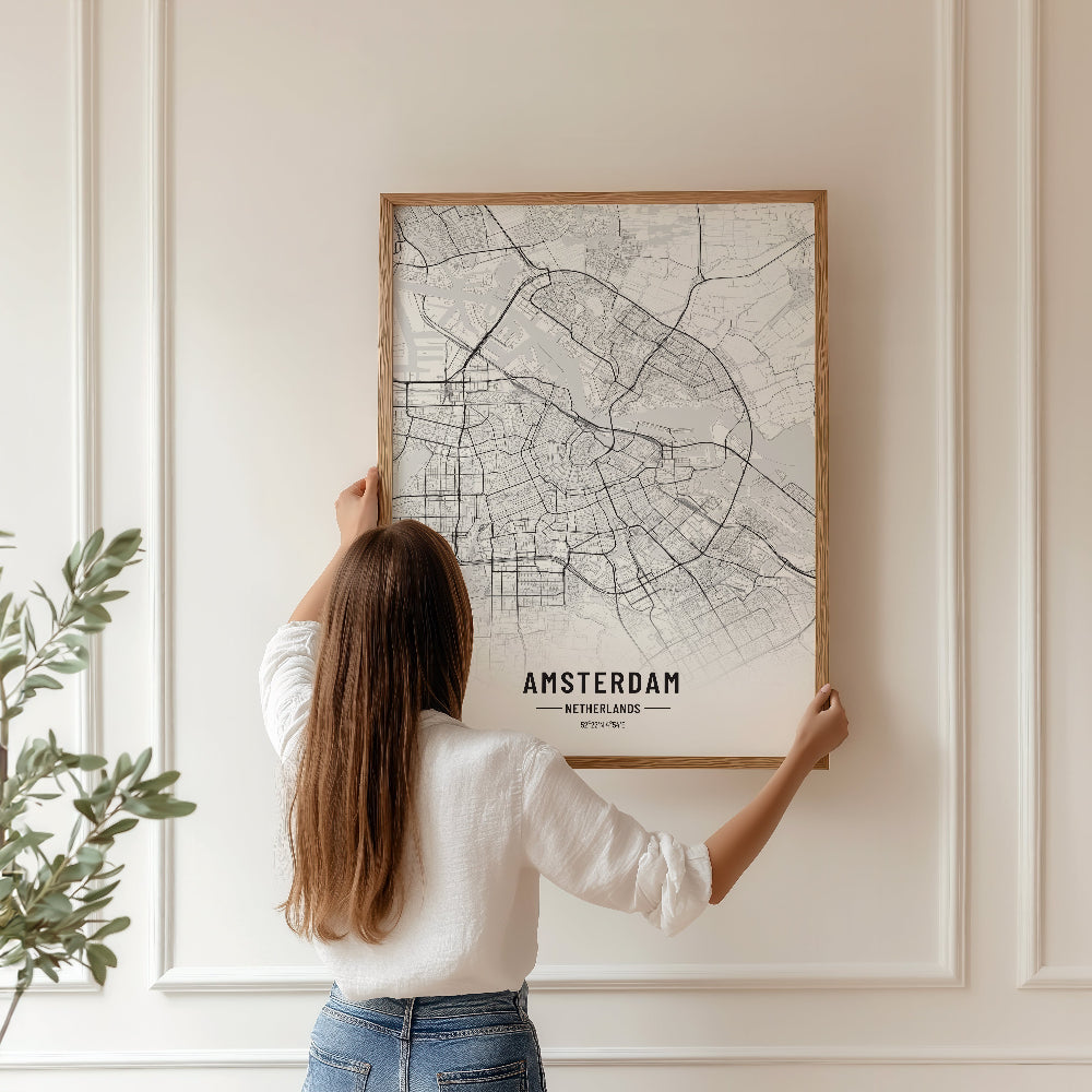 Amsterdam Black and White Map Art Print