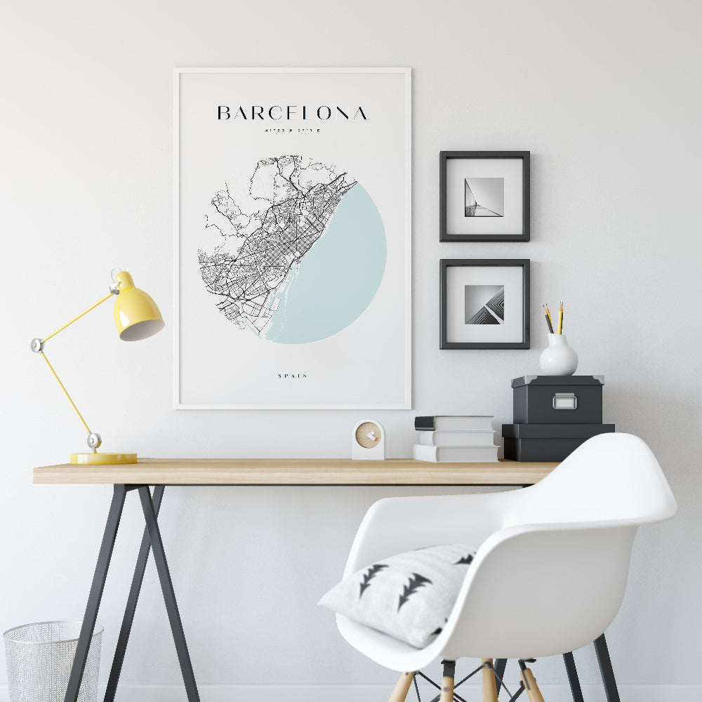 Barcelona Circle Map Print