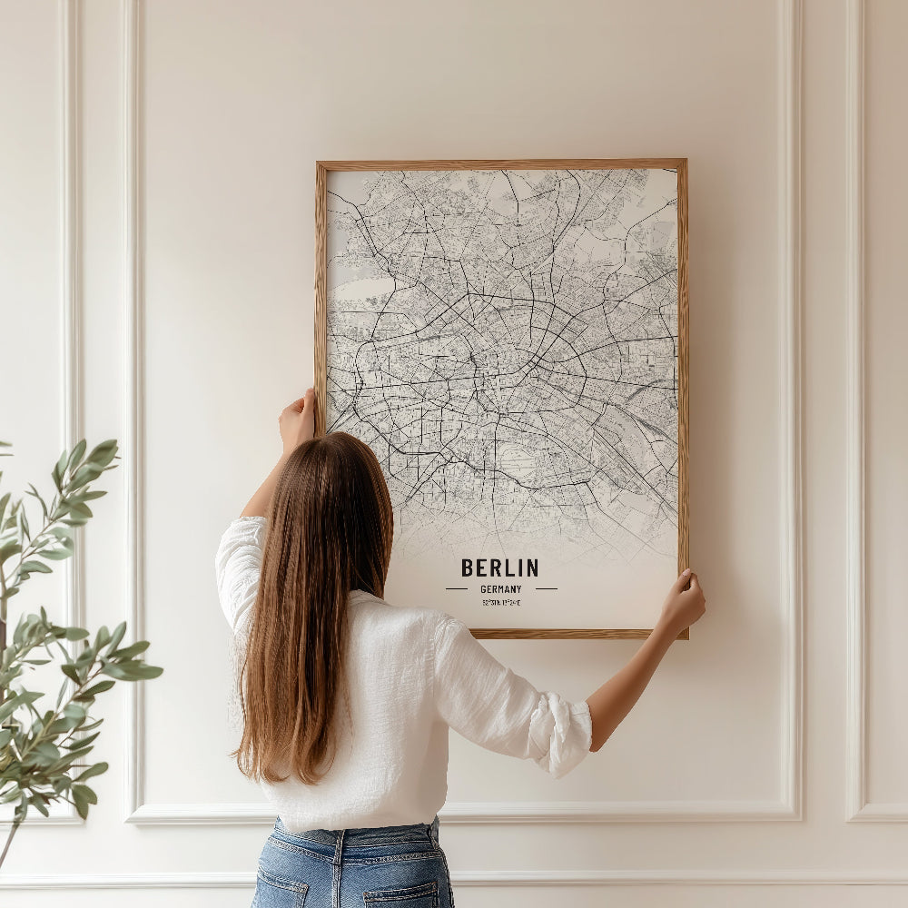 Berlin Black and White Map Art Print