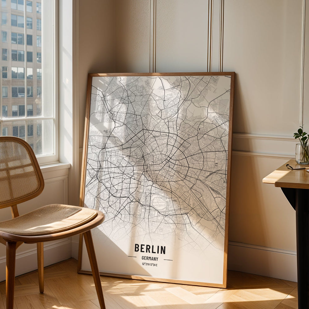 Berlin Black and White Map Art Print