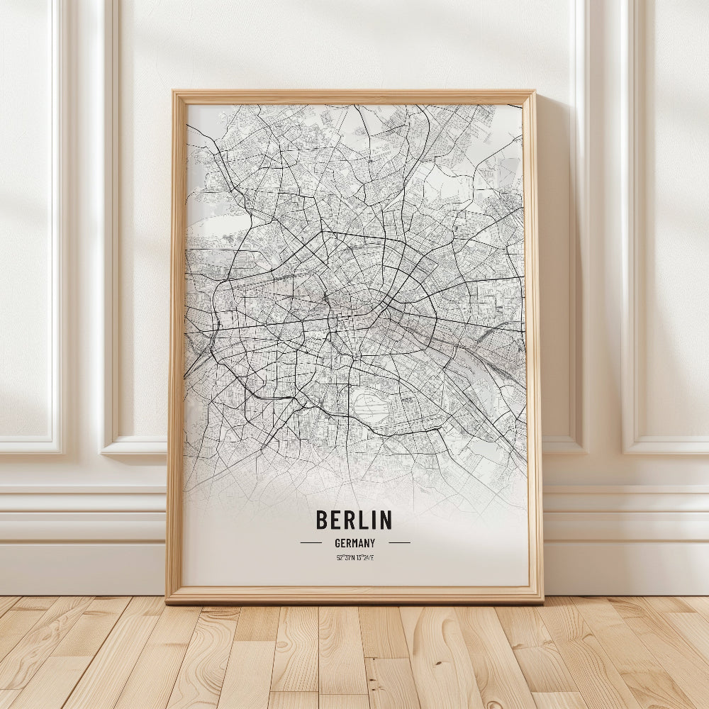 Berlin Black and White Map Art Print