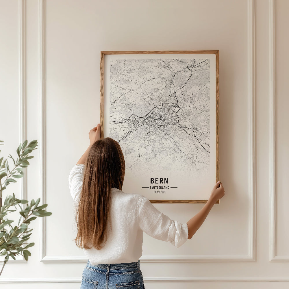 Bern Black and White Map Print