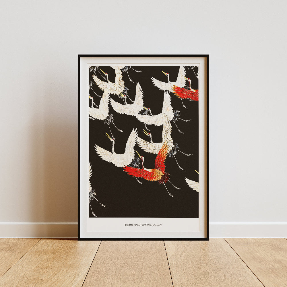 Flying Cranes Japanese Art Print