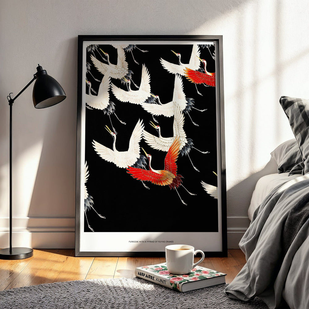 Flying Cranes Japanese Art Print