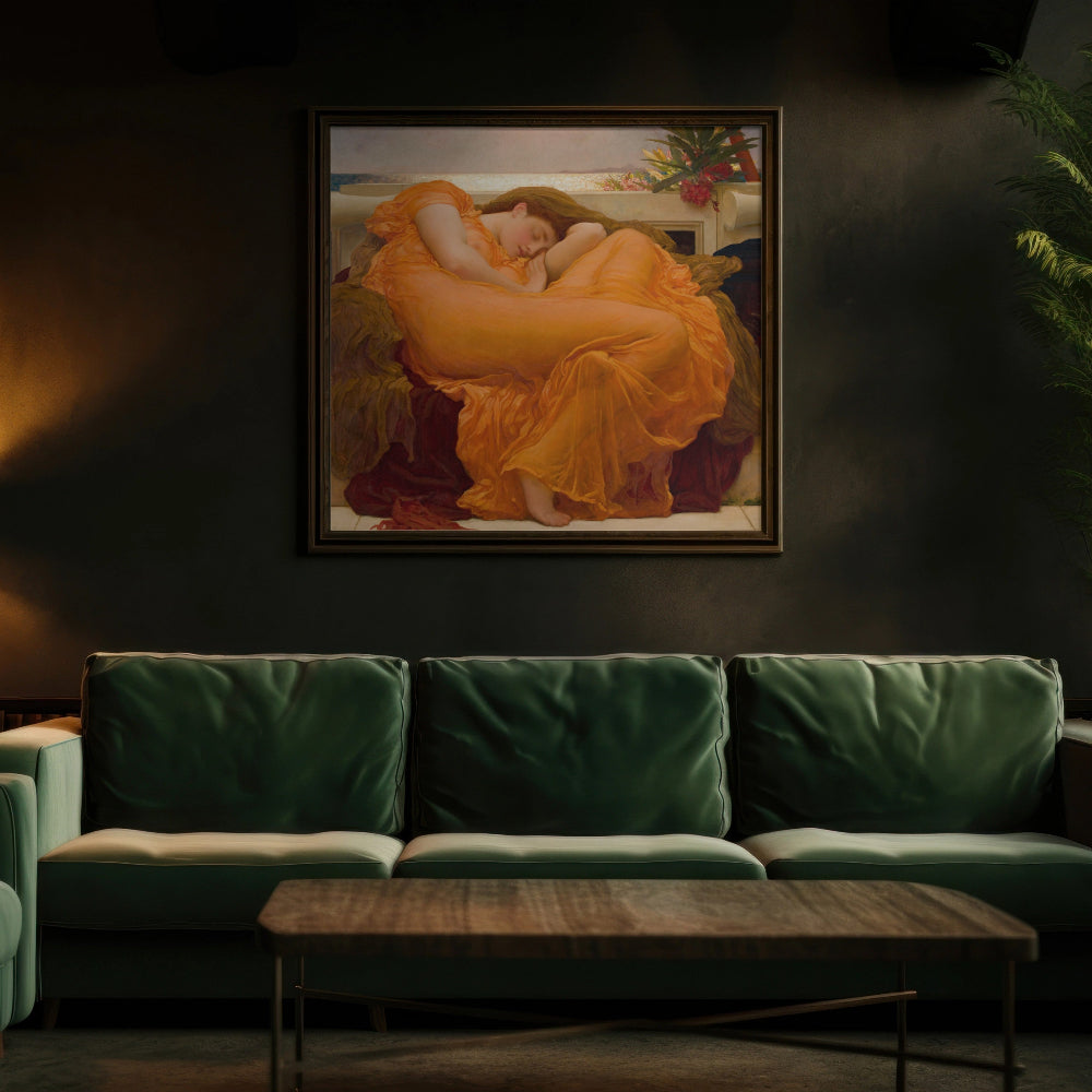 Art Print 'Flaming June', Woman in an Orange Dress  by Frederic Leighton