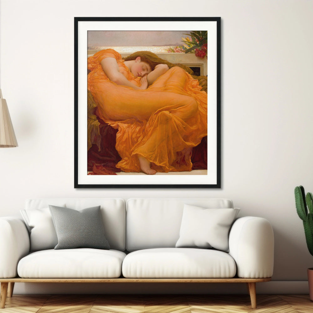Art Print 'Flaming June', Woman in an Orange Dress by Frederic Leighto MinimalType Art Print 'Flaming June', Woman in an Orange Dress by Frederic Leighto MinimalType