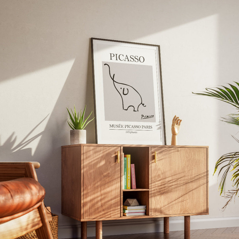 Picasso Elephant Line Art Exhibition Print