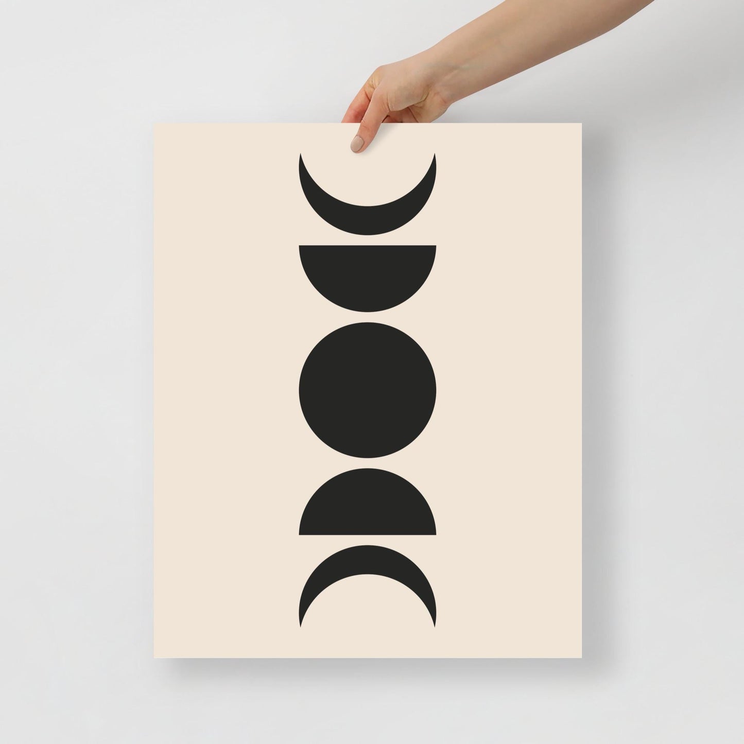 Moon Phase Black and Beige Boho Print