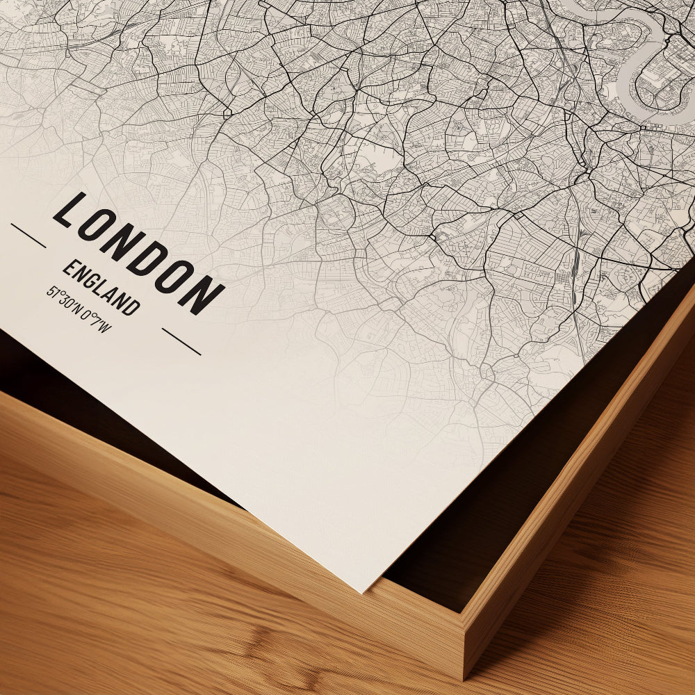 London Black and White Map Art Poster