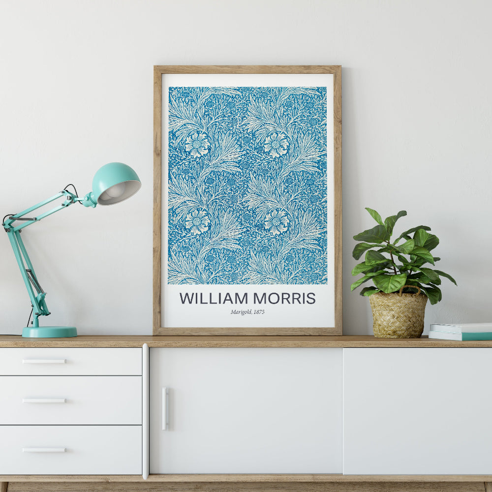 William Morris Blue 'Marigold' Print